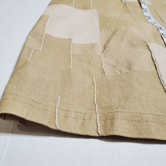 Vintage 90s Gantos Patchwork Halter Dress Size L Tan Mini Dress Bohemian Womens - Picture 6 of 9